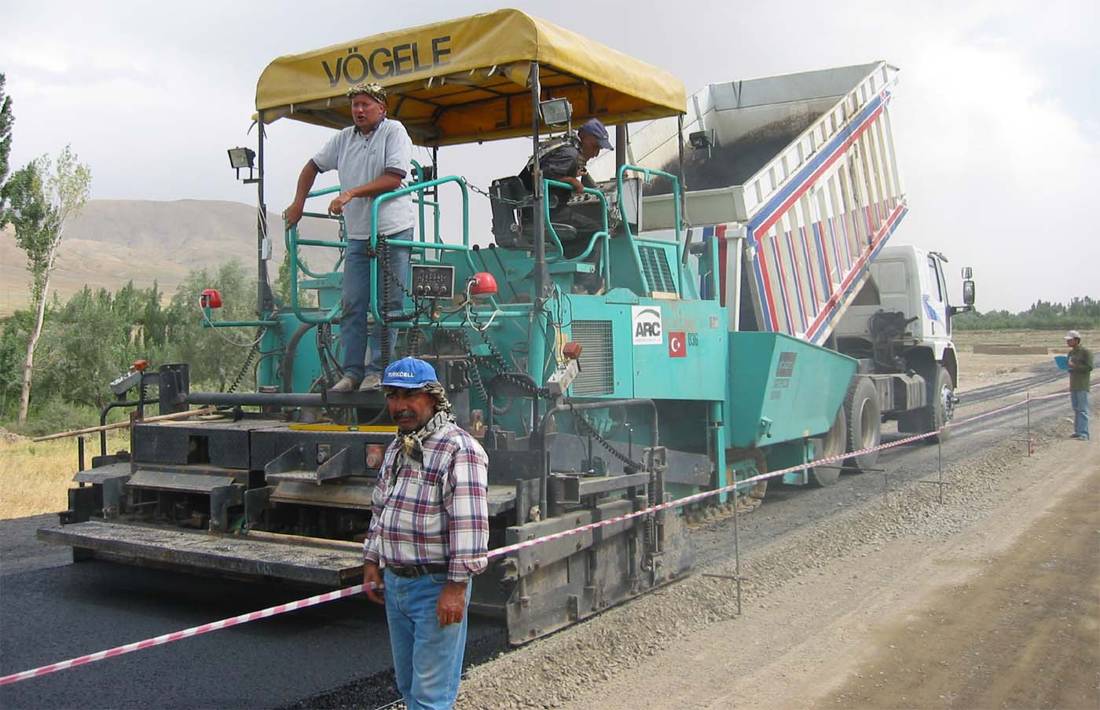 Road and Asphalt Construction Worker, at work