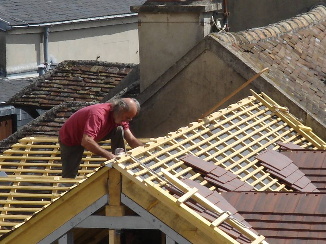 Roofer, at work