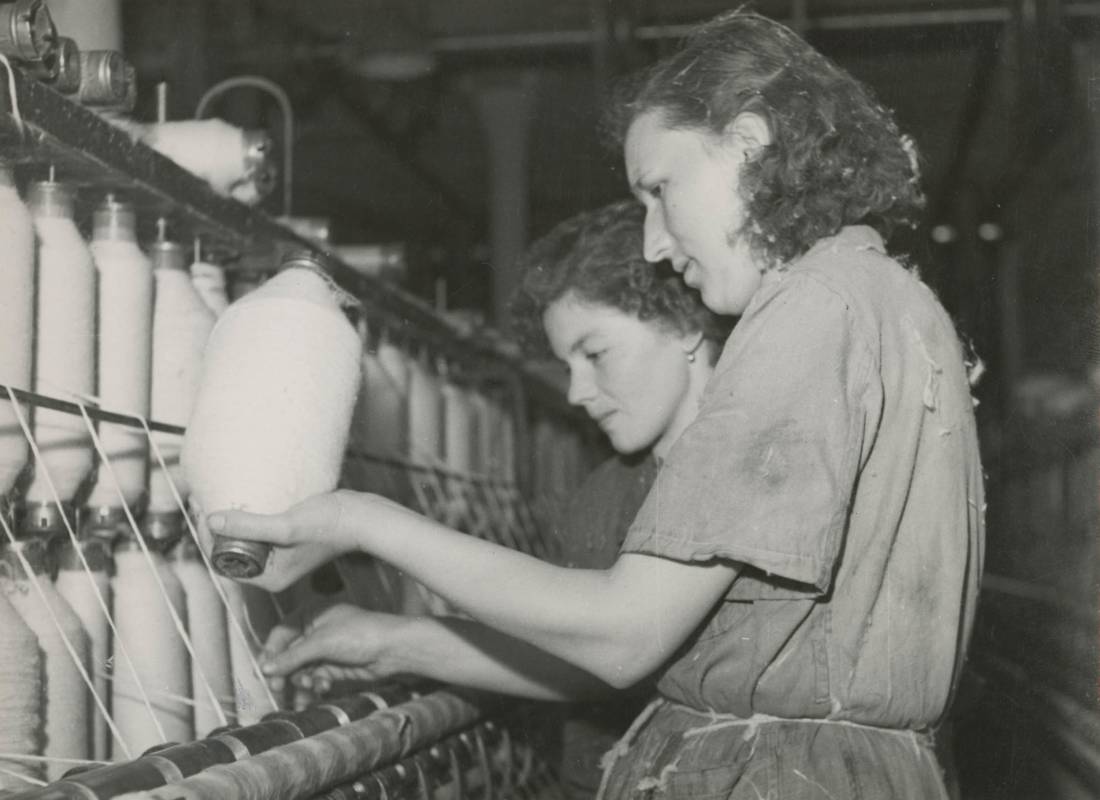 Textile manufacturing operator, at work