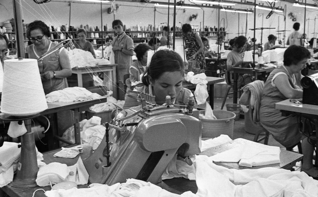 Textile technology technician, at work