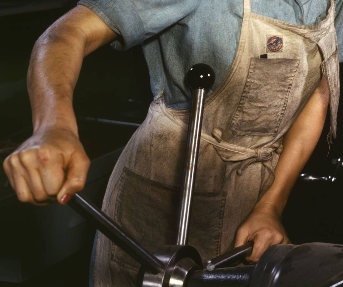 Plastics and rubber production operator, at work