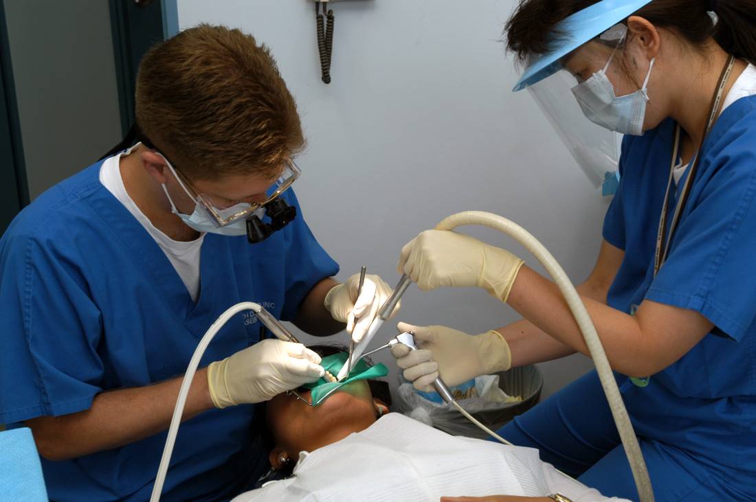 Dental assistant, at work